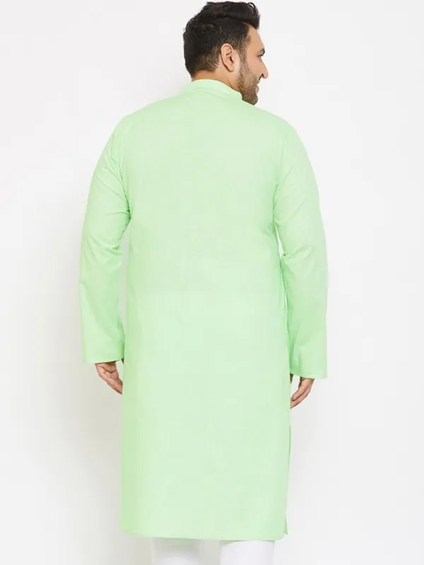 Men's_Light_Green_Cotton_Kurta_With_Mandarin_Collar_And_Button_Detailing