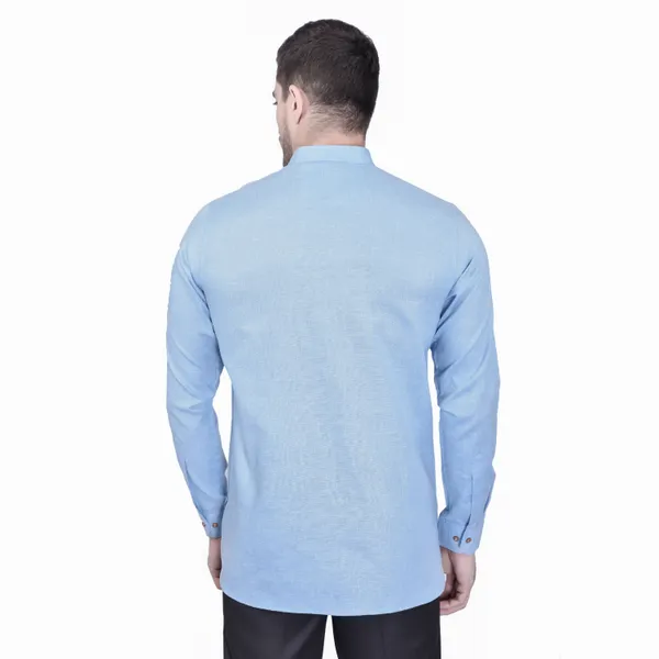 Men's_Light_Blue_Cotton_Kurta_With_Mandarin_Collar