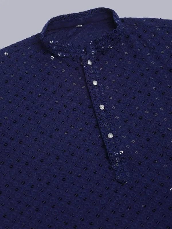 Navy_Blue_Embellished_Kurta_For_Men