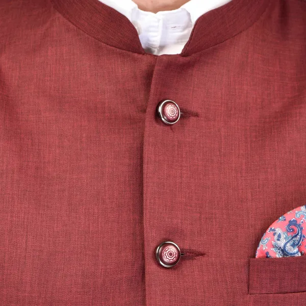 Men's_Maroon_Nehru_Jacket_With_Pocket_Square