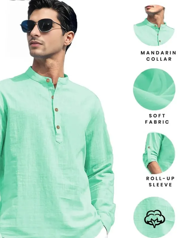 Men's_Mint_Green_Linen_Mandarin_Collar_Casual_Shirt