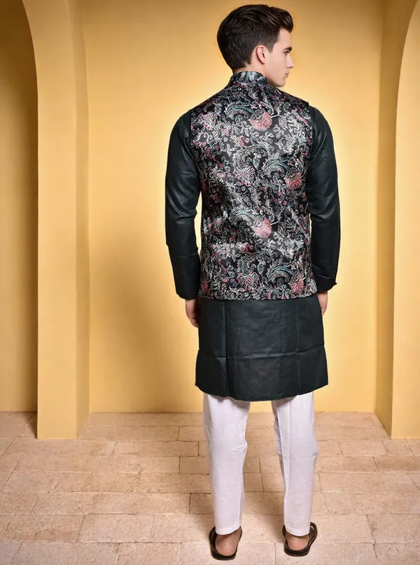Men's_Black_Embroidered_Nehru_Jacket_With_Kurta_Set