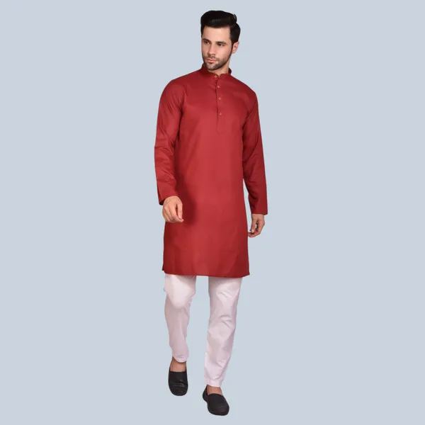 Men's_Orange_Cotton_Kurta_With_White_Pajama_Set_-_Traditional_Ethnic_Wear
