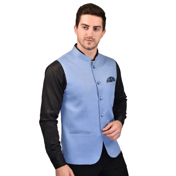 Men's_Sky_Blue_Nehru_Jacket_Waistcoat_With_Pocket_Square