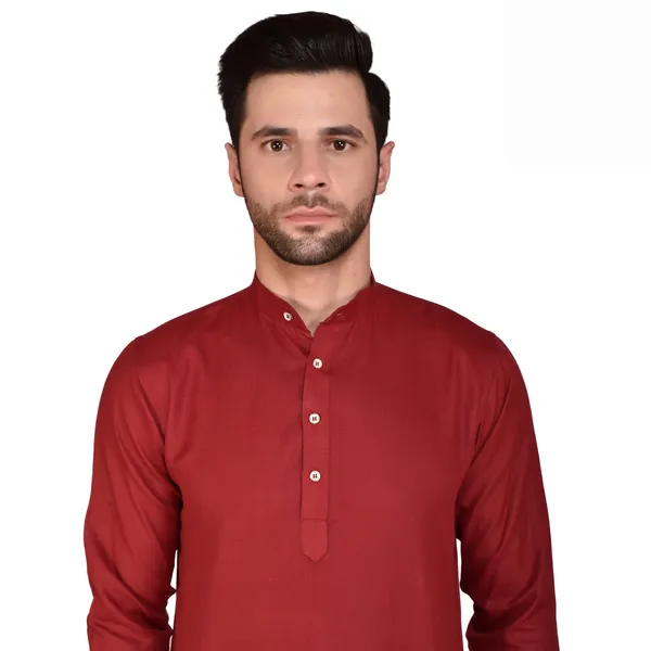 Men's_Dark_Brown_Long_Sleeve_Kurta_With_Mandarin_Collar