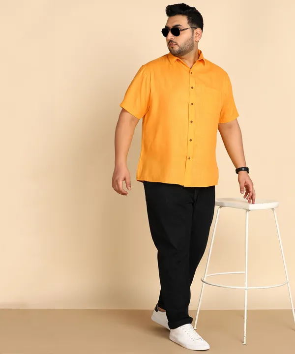 Men's_Mustard_Yellow_Half_Sleeve_Formal_Shirt