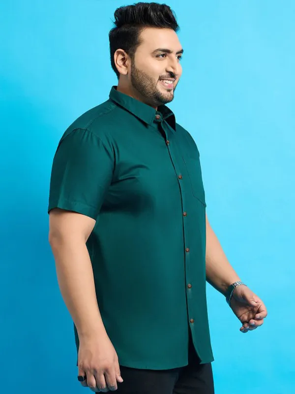 Men's_Dark_Teal_Green_Half_Sleeve_Formal_Shirt_With_Pocket