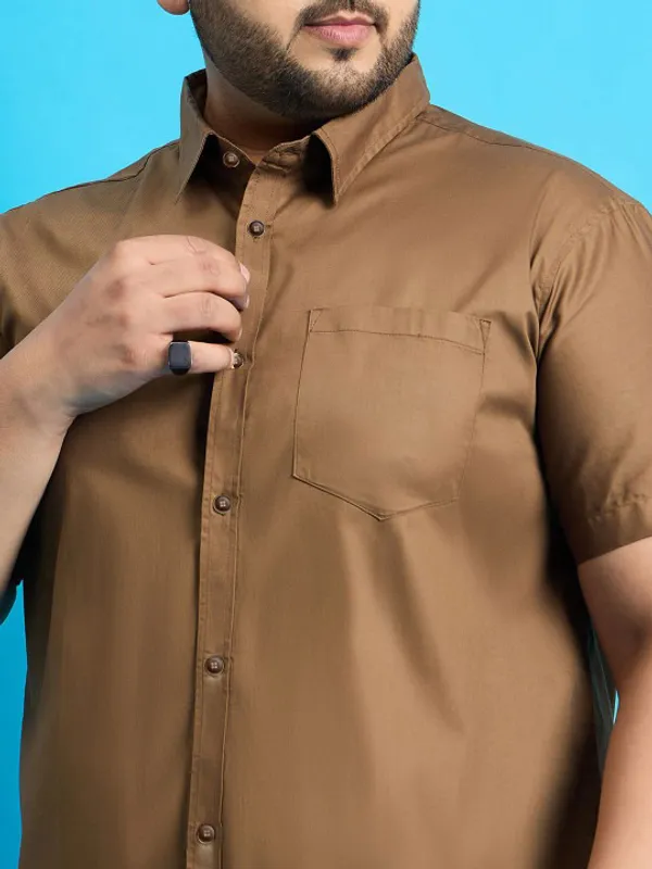 Men's_Brown_Half_Sleeve_Casual_Shirt