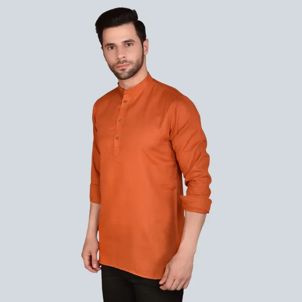 Men's_Orange_Short_Kurta_With_Black_Pants_Set