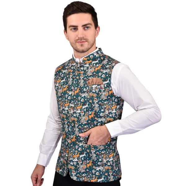 Men's_Teal_Green_Printed_Nehru_Jacket_With_Traditional_Animal_And_Folk_Art_Motifs