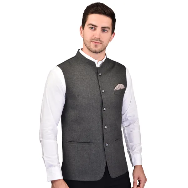 Men's_Grey_Linen_Nehru_Jacket_With_Pocket_Square
