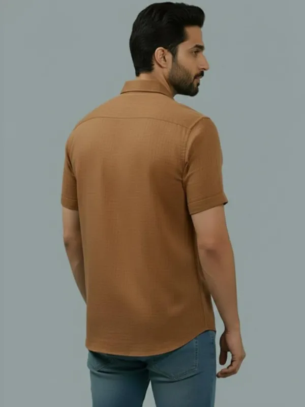 Men's_Brown_Half_Sleeve_Casual_Shirt
