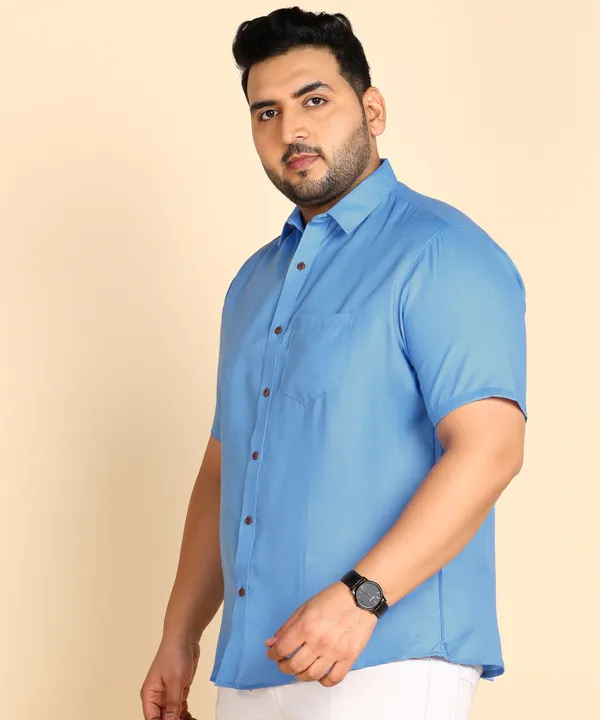 Sky_Blue_Half_Sleeve_Cotton_Shirt_For_Men_-_Plus_Size