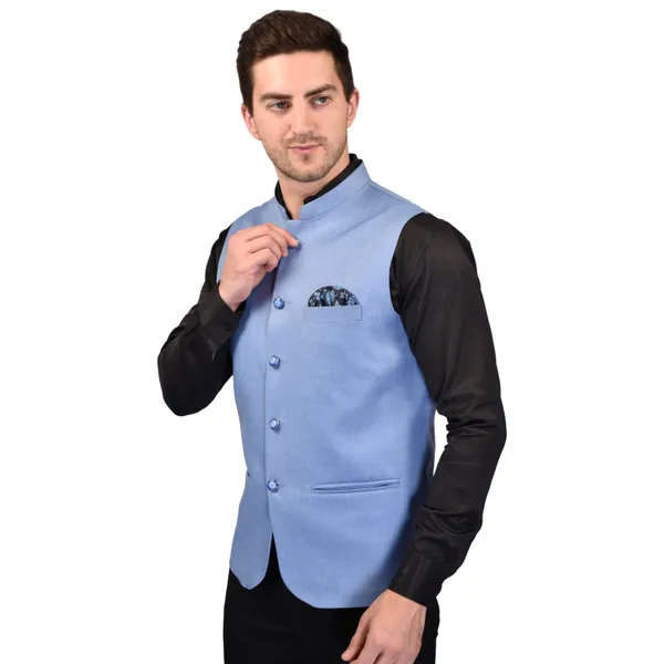 Men's_Sky_Blue_Nehru_Jacket_With_Pocket_Square