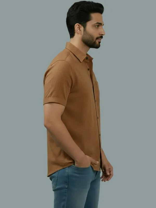 Men's_Brown_Half_Sleeve_Casual_Shirt