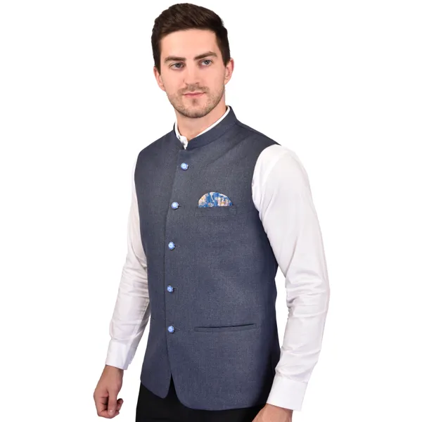 Men's_Grey_Nehru_Jacket_With_Pocket_Square