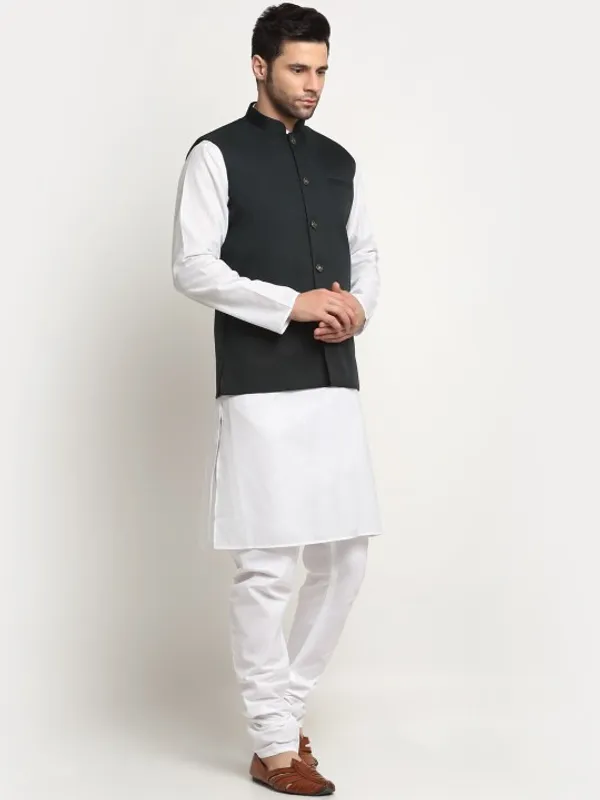 Men's_Black_Nehru_Jacket_(Waistcoat)_With_White_Kurta_Pajama_Set
