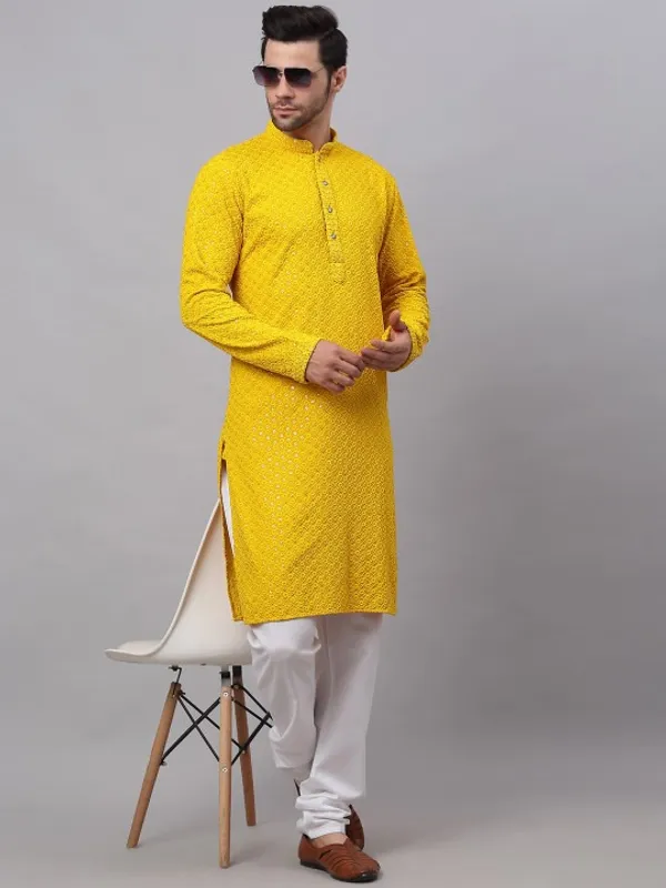 Men's_Yellow_Embroidered_Kurta_-_Traditional_Ethnic_Wear