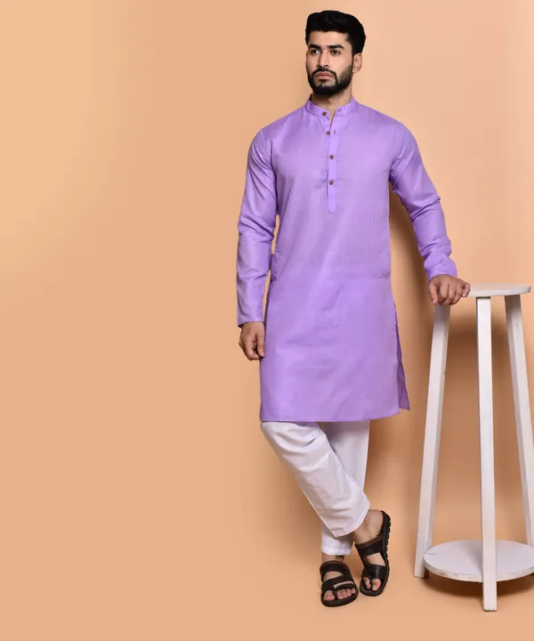 Men's_Lavender_Cotton_Kurta_-_Traditional_Ethnic_Wear