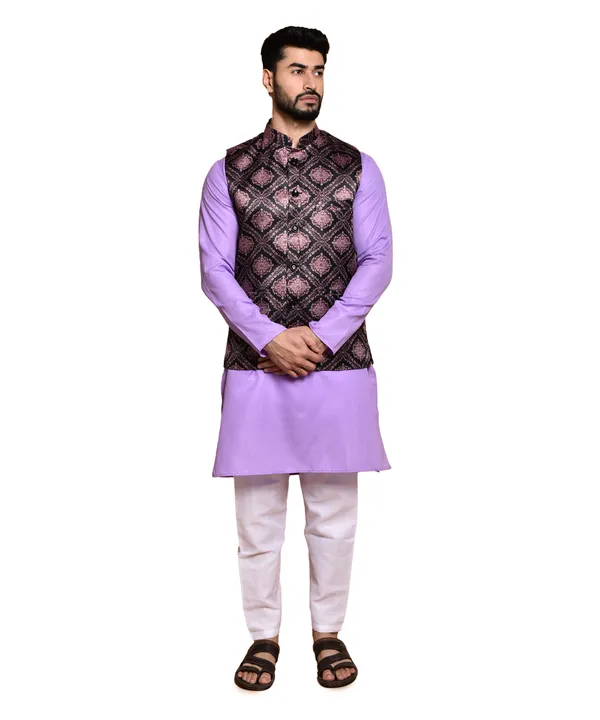Men's_Purple_Kurta_With_Dark_Patterned_Nehru_Jacket_Set