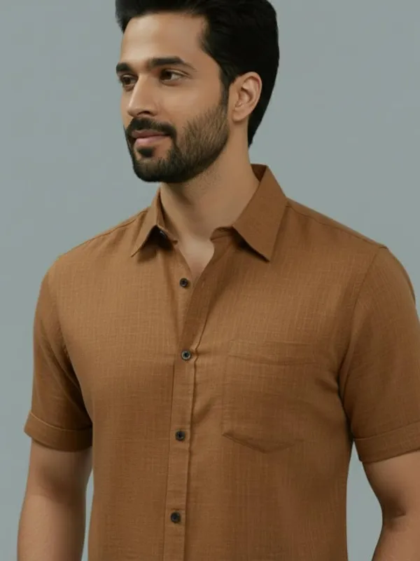 Men's_Brown_Half_Sleeve_Casual_Shirt