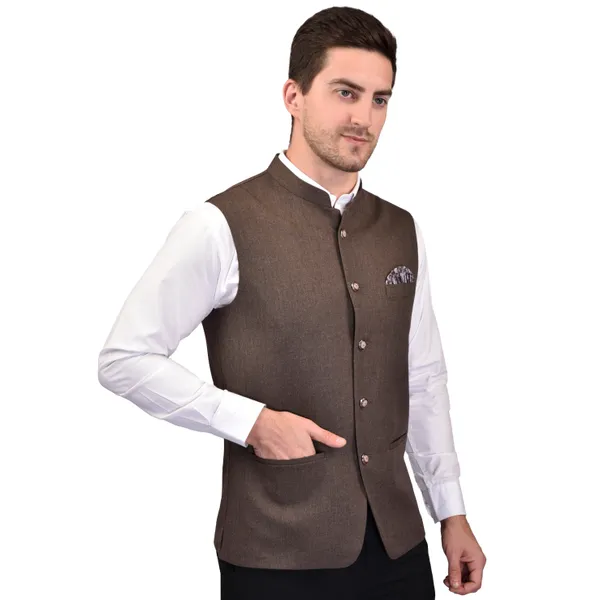 Men's_Brown_Nehru_Jacket_With_Pocket_Square