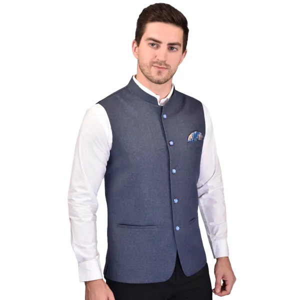 Men's_Grey_Nehru_Jacket_With_Pocket_Square