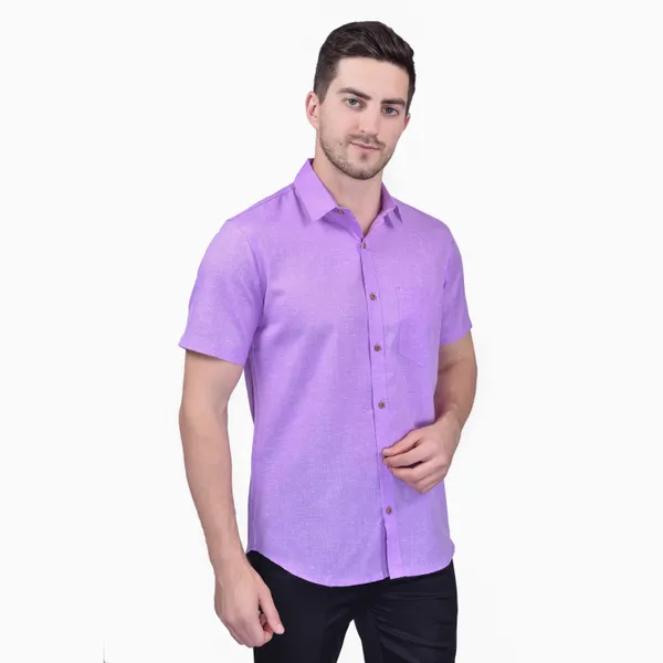 Men's_Purple_Half_Sleeve_Cotton_Casual_Shirt
