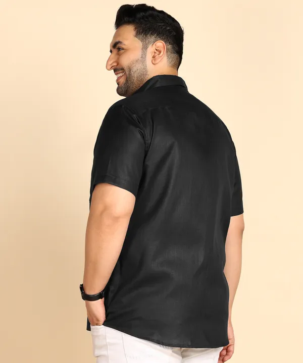Men's_Black_Silk_Short_Sleeve_Formal_Shirt