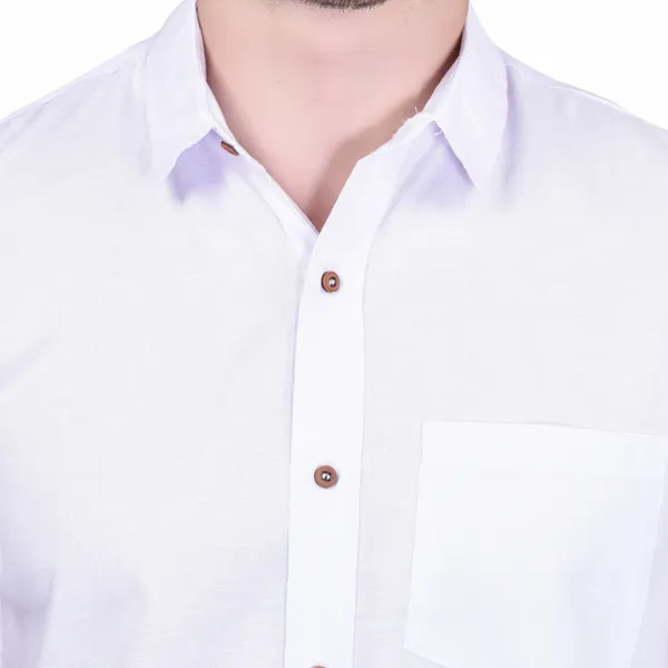 Men's_White_Formal_Shirt_With_Short_Sleeves_And_Contrast_Buttons