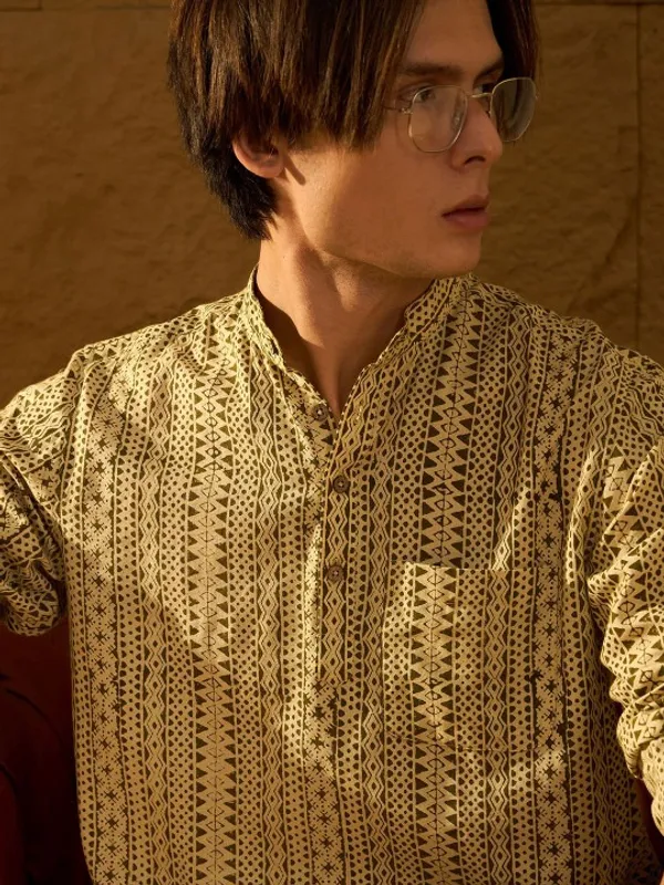 Men's_Beige_Ethnic_Print_Full_Sleeve_Shirt
