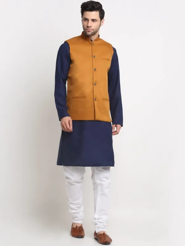 Men's_Mustard_Yellow_Nehru_Jacket_With_Navy_Blue_Kurta_Pajama_Set
