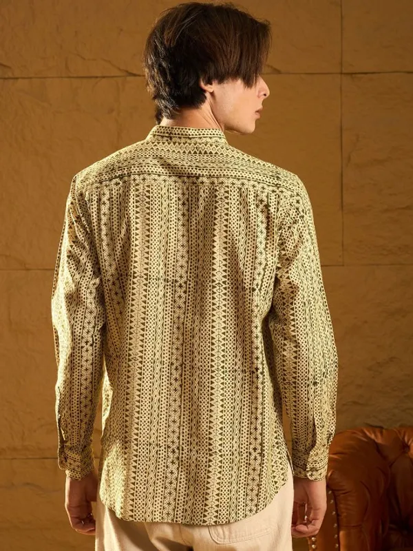 Men's_Beige_Ethnic_Print_Full_Sleeve_Shirt