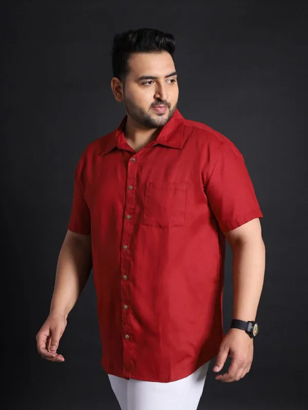Men's_Maroon_Short_Sleeve_Casual_Shirt