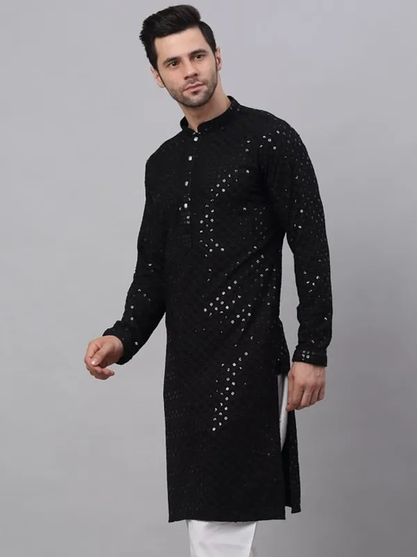 Men's_Black_Sequin_Embellished_Kurta_-_Long_Sleeve_Ethnic_Wear