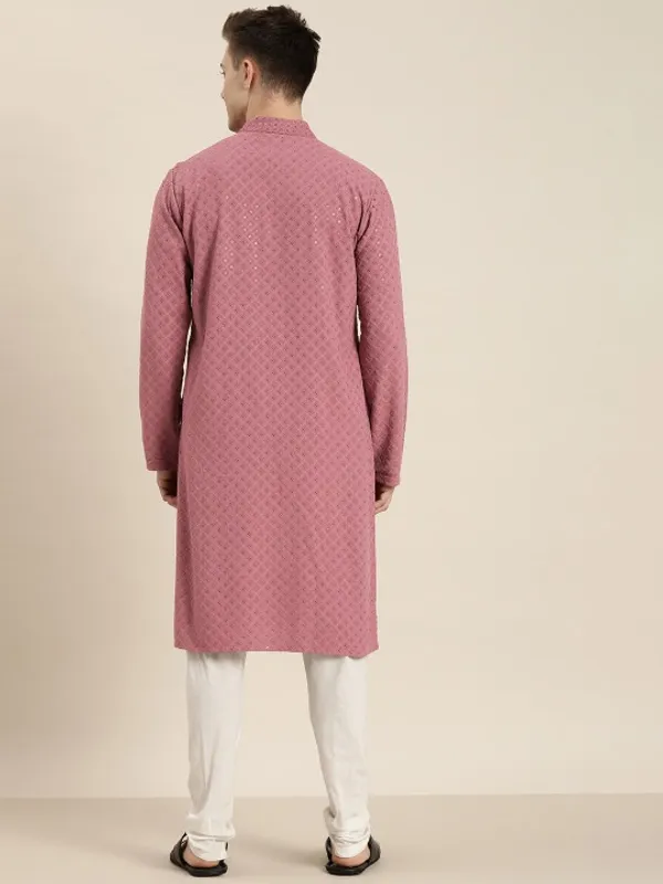 Men's_Pink_Ethnic_Kurta_With_Mandarin_Collar