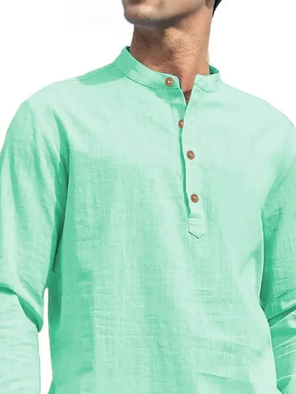 Men's_Mint_Green_Linen_Mandarin_Collar_Casual_Shirt