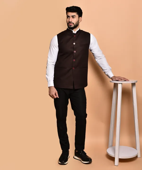 Premium_Brown_Nehru_Jacket_With_Contrast_Buttons_-_Ethnic_Waistcoat_For_Men