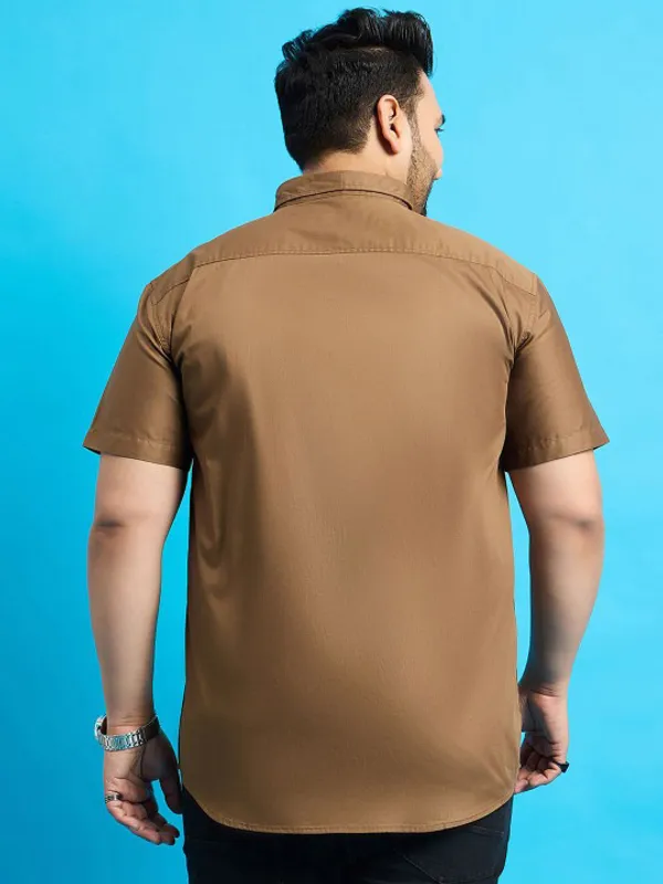 Men's_Brown_Half_Sleeve_Casual_Shirt