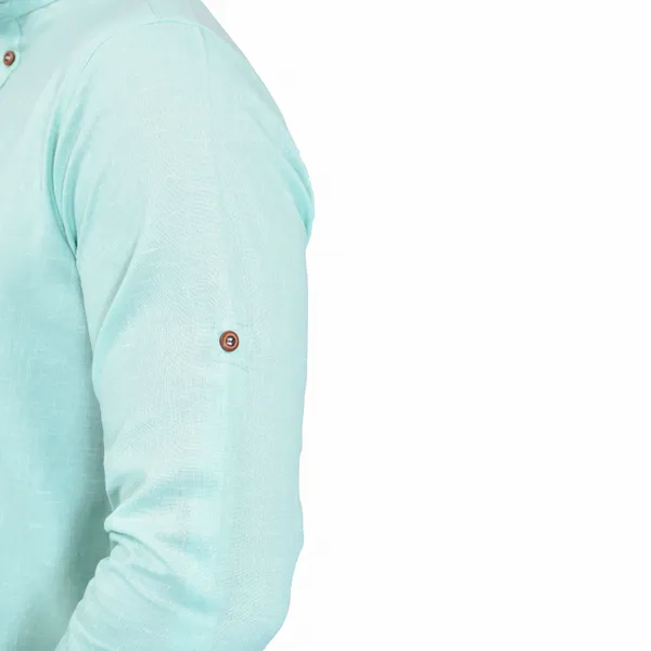 Men's_Mint_Green_Long_Kurta_With_Mandarin_Collar