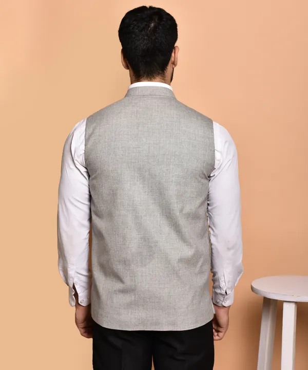 Men's_Grey_Linen_Nehru_Jacket_Vest