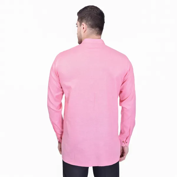 Men's_Pink_Long_Sleeve_Casual_Kurta_With_Mandarin_Collar