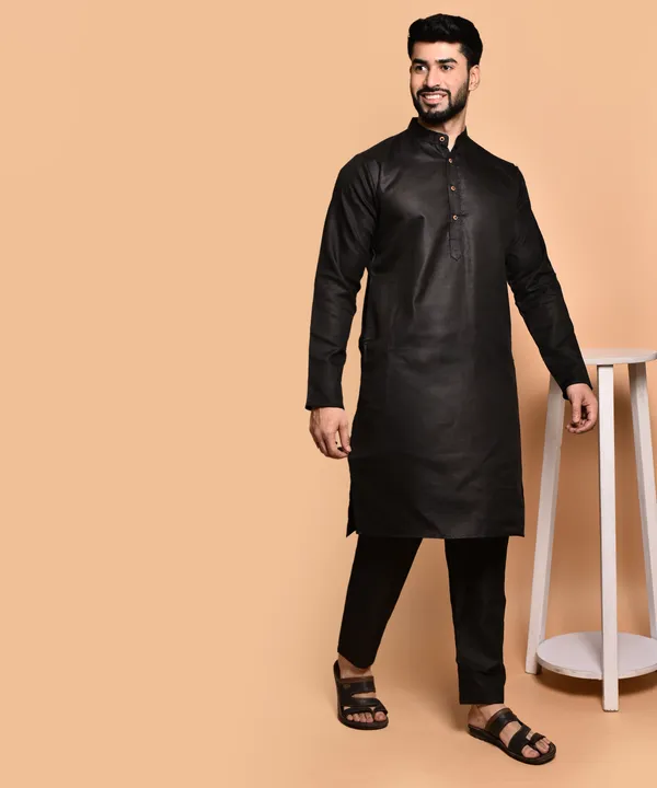 Men's_Black_Cotton_Kurta_Pajama_Set_-_Traditional_Ethnic_Wear