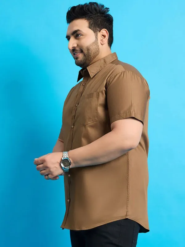 Men's_Brown_Half_Sleeve_Casual_Shirt