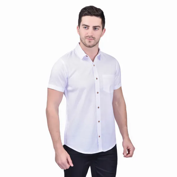 Men's_White_Formal_Shirt_With_Short_Sleeves_And_Contrast_Buttons