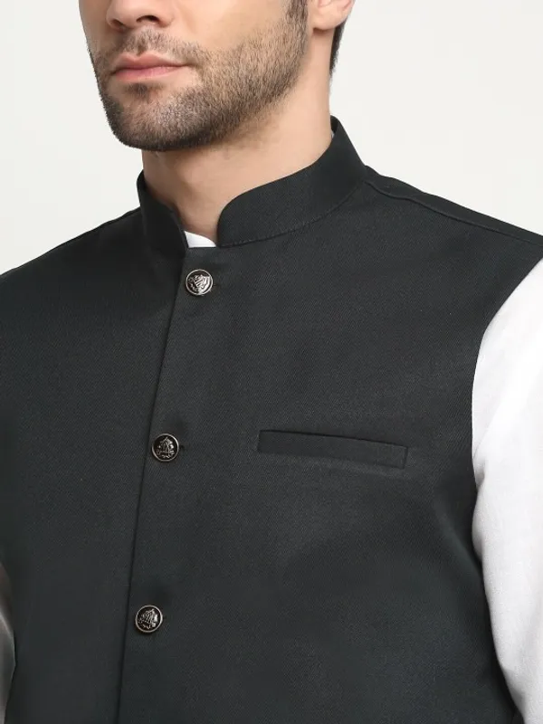 Men's_Black_Nehru_Jacket_(Waistcoat)_With_White_Kurta_Pajama_Set