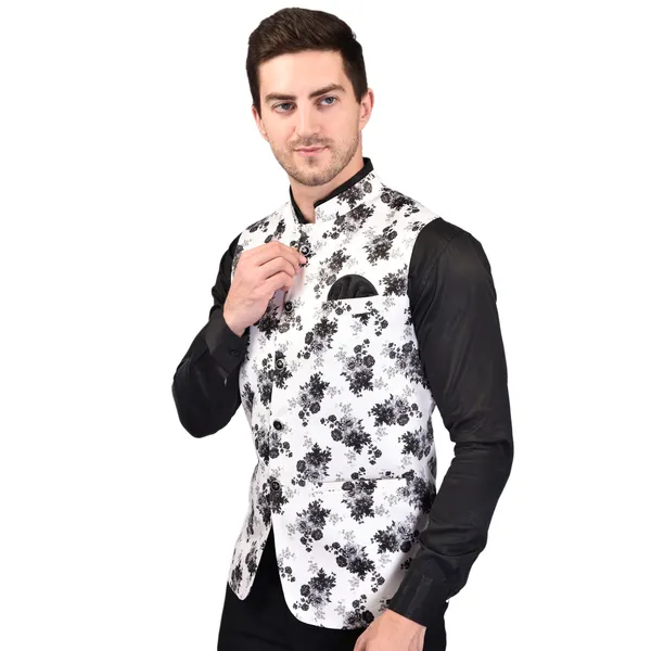 Men's_White_Floral_Printed_Nehru_Jacket_With_Black_Collar