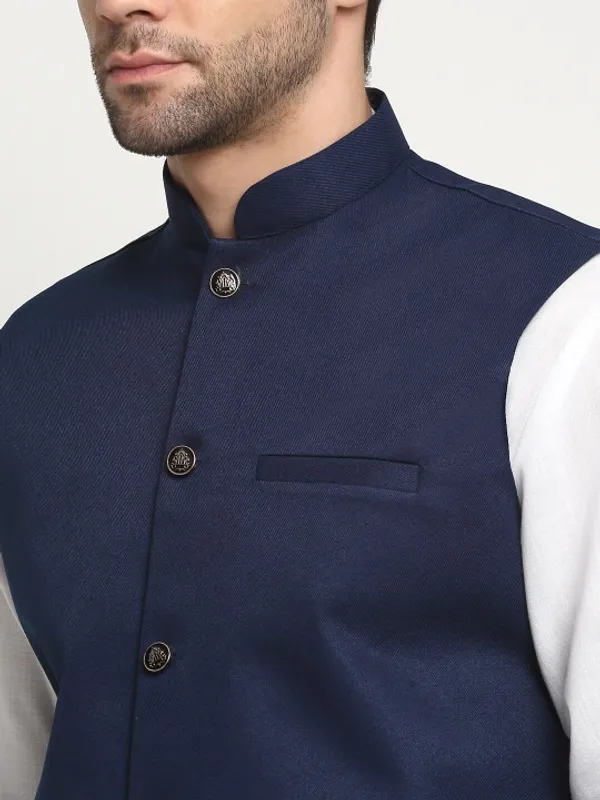 Navy_Blue_Nehru_Jacket_With_White_Kurta_Pajama_Set