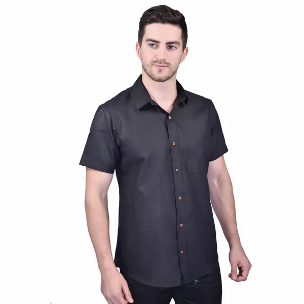 Men's_Black_Short_Sleeve_Formal_Shirt