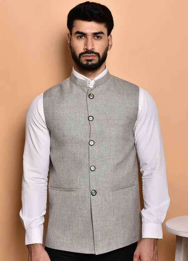 Men's_Grey_Linen_Nehru_Jacket_Vest